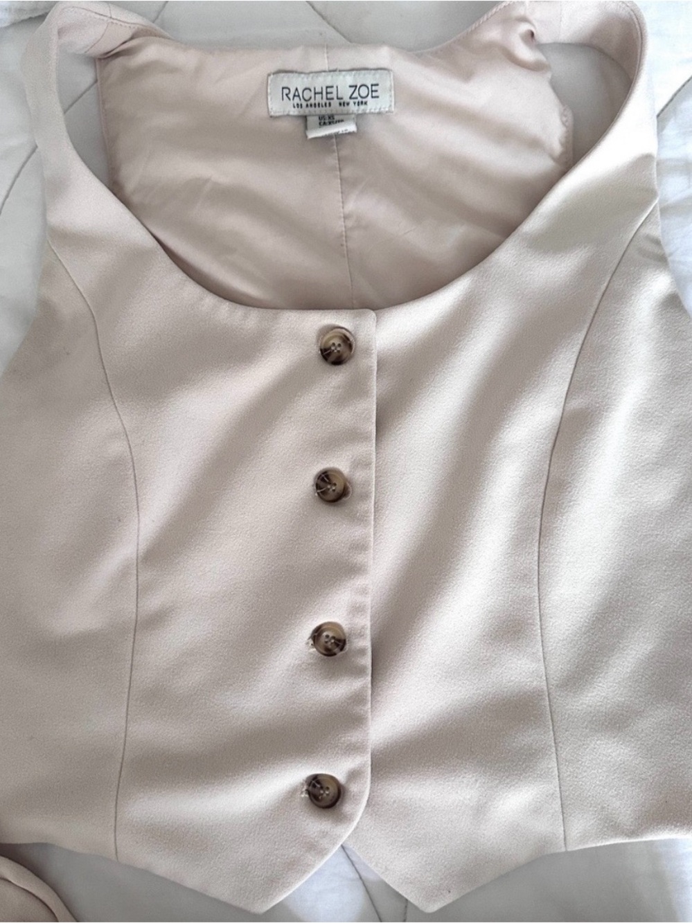 Rachel Zoe Blush Cream Tailored Vest and High-Waist Trousers - Picture 2 of 4